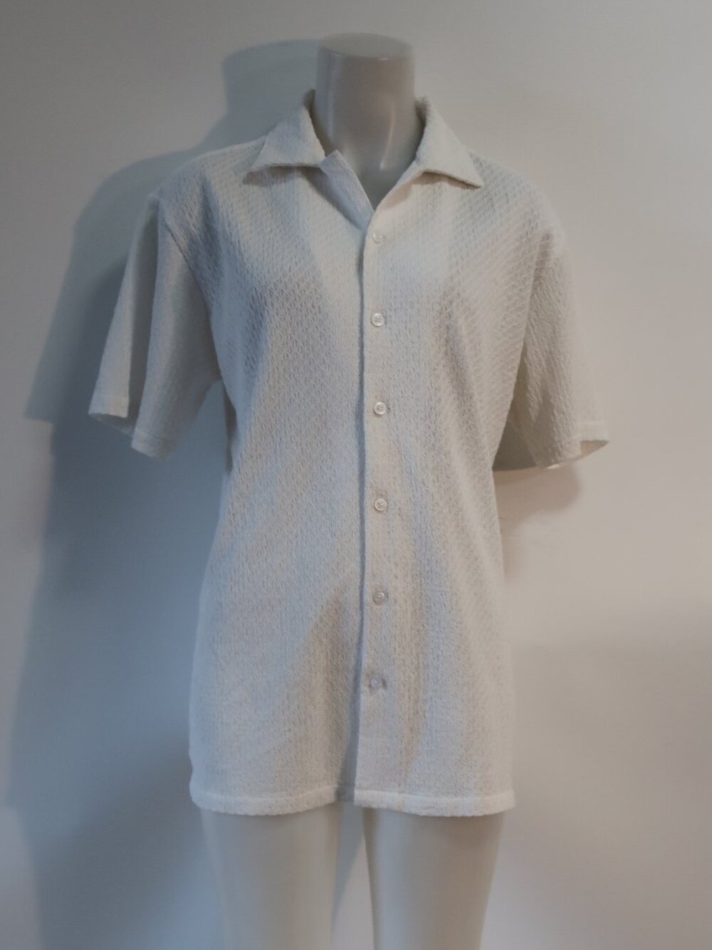Mens Portabella New York White (Item- 13) Jacquard Button Shirt L